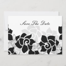 black  floral save the date announcement