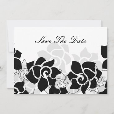 black  floral save the date announcement
