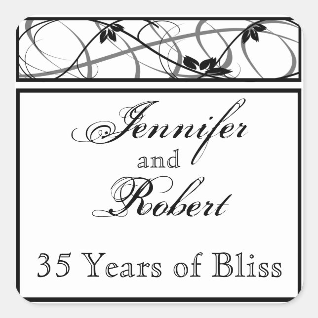Black Floral Scroll Border Envelope Seal (Front)