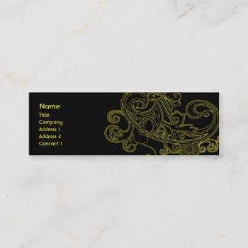Black Floral - Skinny Mini Business Card by ZazzleProfileCards at Zazzle
