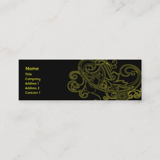 Customizable Black Floral - Skinny Business Card Templates
