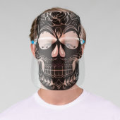 Black Floral Skull Face Shield (Insitu)