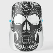 Black Floral Skull Face Shield (Front)