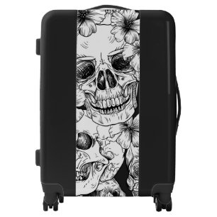 black floral Skulls Luggage