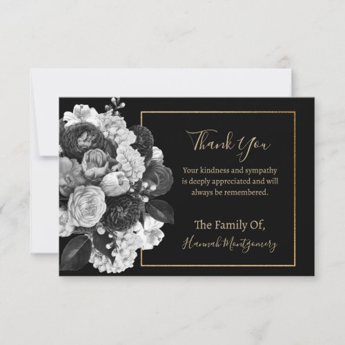 Black Floral Sympathy Note Card