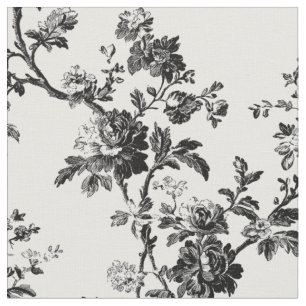 Black Floral Toile Repeat Fabric