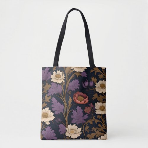 Black floral tote bag womens