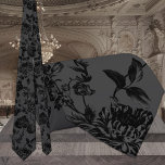 Black Floral Vine Wedding Charcoal Neck Tie<br><div class="desc">A black floral wedding neck tie featuring a vintage black floral vine on a black background. The vine graphics have a transparent background so you may select a color of your choice for the background,  instead of black,  in the Design Tool.</div>