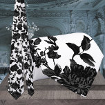 Black Floral Vine Wedding White Neck Tie<br><div class="desc">A black floral wedding neck tie featuring a vintage black floral vine on a pure white background. The vine graphics have a transparent background so you may select a color of your choice for the background,  instead of white,  in the Design Tool.</div>