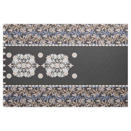 Black Floral Wallpaper. Boho Lace Textile Fabric