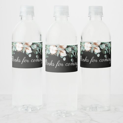Black Floral Water Bottle Label