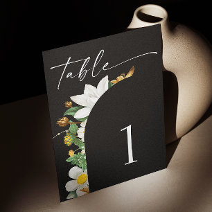 Black Floral Wedding   Botanical Romantic Arch Table Number