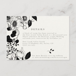 Black Floral Wedding Details Card