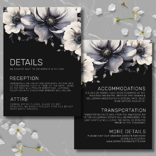Black Floral Wedding Details Enclosure Card