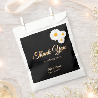 Black Floral Wedding Favor Bag