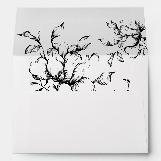 Black Floral Wedding Invitation Envelope (Back (Bottom))
