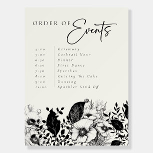 Black Floral Wedding Order of Events Poster