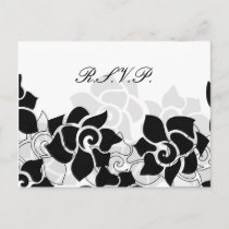 black floral Wedding rsvp card