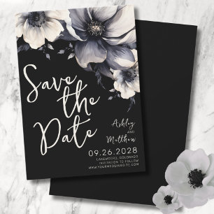 Black Floral Wedding Save The Date
