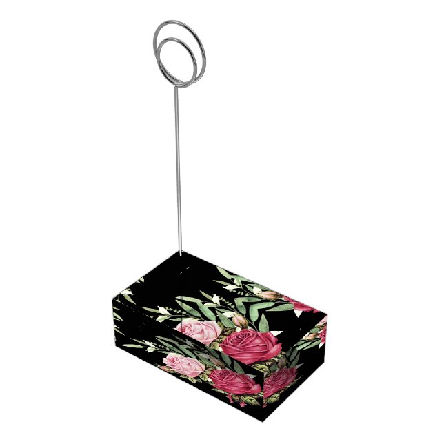 Black Floral Wedding Table Card Holder (Corner)