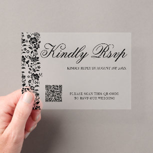 Black Floral Wedding Transparent Acrylic Rsvp Card
