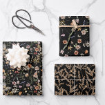 Black Floral Wrapping Paper<br><div class="desc">This stylish & elegant Black Boho Floral Wrapping Paper features gorgeous hand-painted watercolor wildflowers arranged in a lovely bouquet perfect for spring,  summer,  or fall weddings. Find matching items in the Black Boho Wildflower Collection.</div>