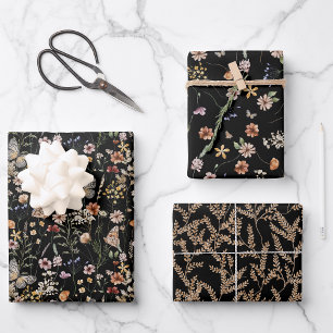 Black Floral Wrapping Paper