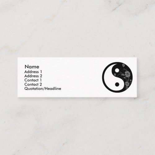 Black Floral Yin Yang Profile Card Business Card Templates