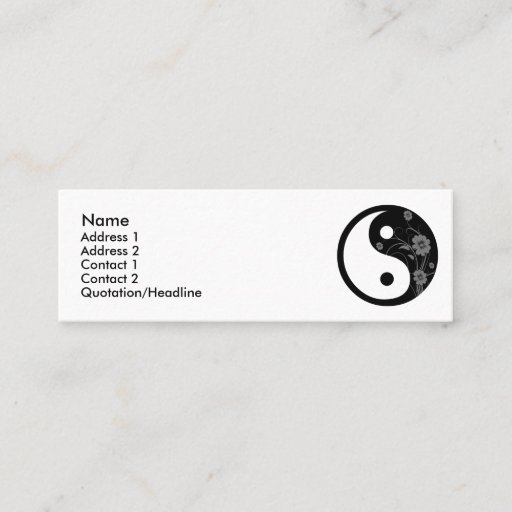 Customizable Black Floral Yin Yang Profile Card Business Card Templates