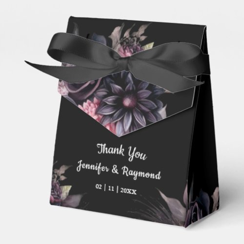 Black Florals Gothic Wedding Favor Boxes