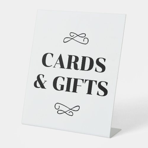 Black Flourish Cards  Gifts Pedestal Sign