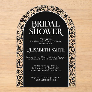 Black Flourish Dark Gothic Witchy Bridal Shower Acrylic Invitations