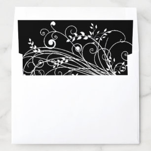 Black Flourish Wedding Envelope Liner