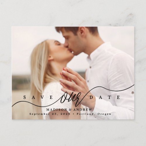 Black  Flourishing Love Photo Save the Date Announcement Postcard