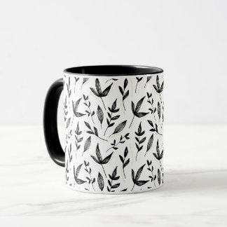 black flover pattern mug
