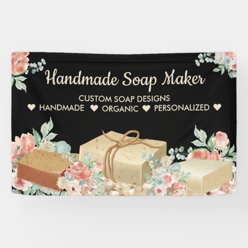 Black Flower Aromatherapy Handmade Soap Banner