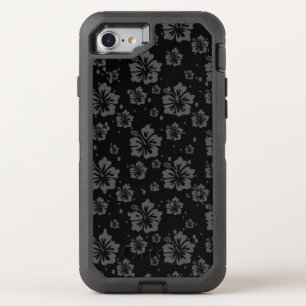 Black Flower Illustration on Black Background  OtterBox Defender iPhone SE/8/7 Case