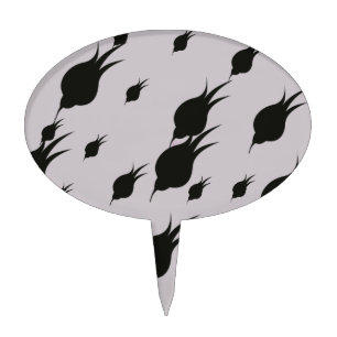 black flower in snow flakes cake topper