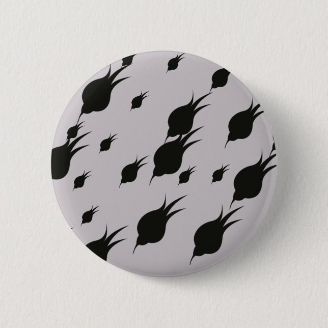 black flower in snow flakes pinback button (Front)