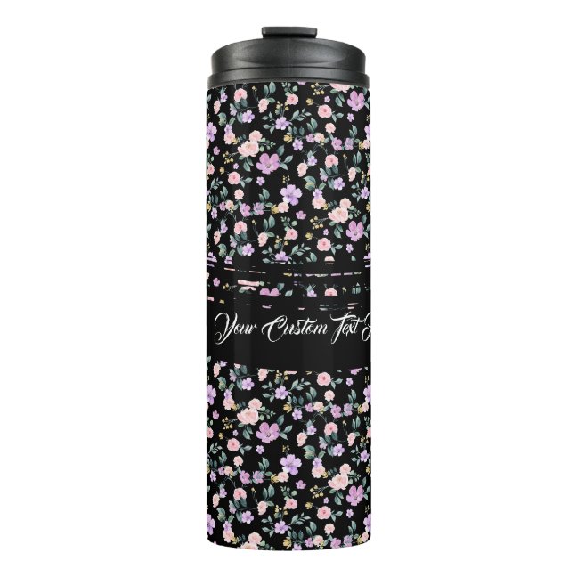 Black Flower Lady floral pattern Thermal Tumbler