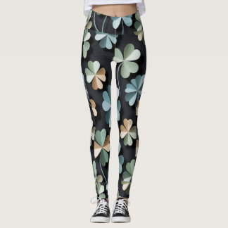 “Black Flower Leggings–Christian Ai design Leggings