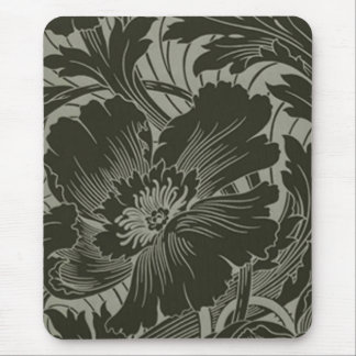 Black Flower Line Art Mouse Pad