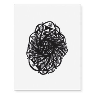 Black Flower Mandala Temporary Tattoos