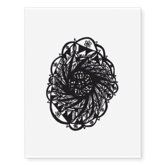 Black Flower Mandala Temporary Tattoos
