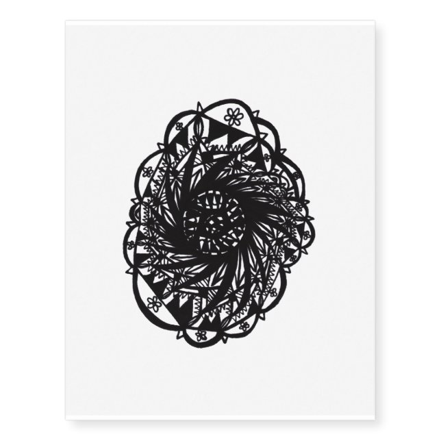 Black Flower Mandala Temporary Tattoos (Front)