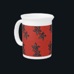 Black flower on red background beverage pitcher<br><div class="desc">That black watercolor flower really stands out on the red gouache background.</div>