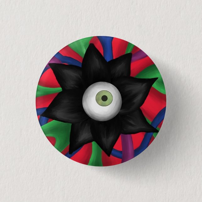 Black Flower Pinback Button (Front)