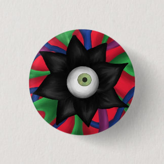 Black Flower Pinback Button