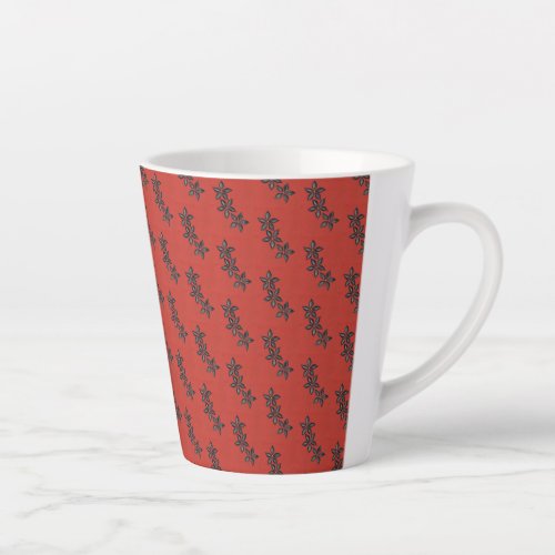 Black flower red background watercolor Latte Mug