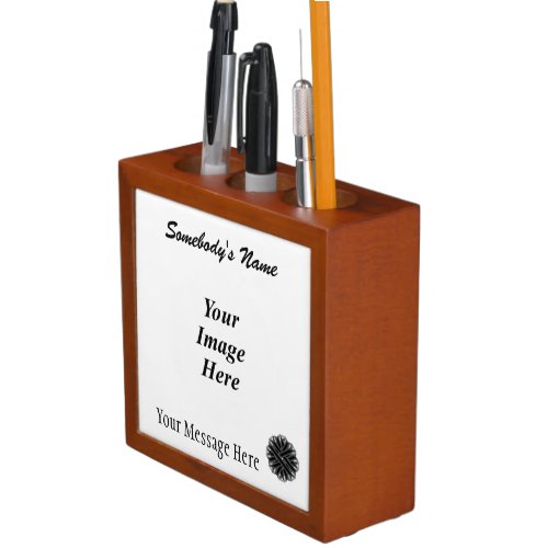 Black Flower Ribbon Template by Kenneth Yoncich Desk Organizer